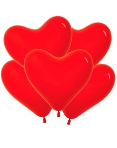 Шар латексный 12 Сердца красный пастель набор 100 шт Decobal