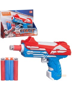 Бластер игрушечный Junfa космический с 4 мя мягкими пулями бело красно голубой Junfa toys