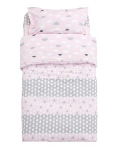Комплект детского постельного белья Облака 3 предмета розовый Kiddy bird