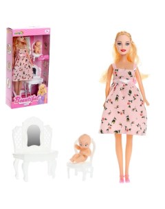 Кукла модель Беременная с малышом с аксессуарами розовый 9049701W Nobrand