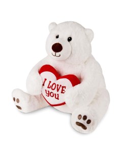 Мягкая игрушка Медведь белый с сердцем 23 см Maxitoys