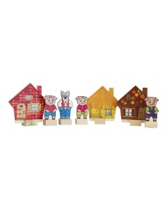 Деревянная игрушка для малышей Персонажи сказки Три поросенка Краснокамская игрушка