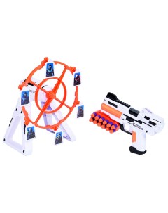 Бластер игрушечный с тиром Галактические оружие свет звук в коробке 42х26 5х9см Junfa toys