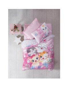 Комплект детского постельного белья Милые котята хлопок 1 5 спальный розовый Cotton box