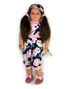 Кукла Джеральдин в цветастом комбинезоне с двумя хвостиками 62 см В9005А Lamagik