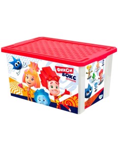 Детский ящик для хранения игрушек на колесиках ФИКСИКИ 57 л красный Little angel