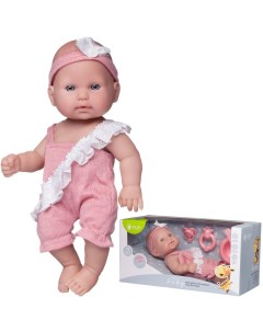 Пупс Junfa Pure Baby в розовом песочнике с белой рюшкой и повязке на голове 30 см Junfa toys