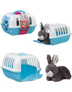 Игрушка мягкая Кролик в голубой переноске Junfa toys