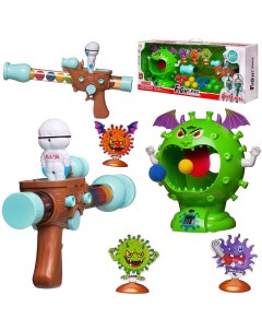 Игра интерактивная Junfa Победи вирусы с игрушечным бластером и 12 мягкими шариками Junfa toys