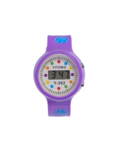 Часы электронные наручные детские Горошина ремешок силикон l 22 см фиолетовый Sima-land