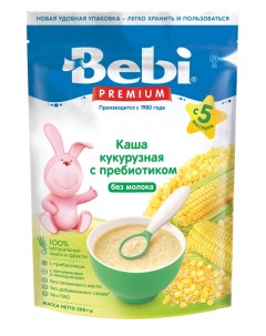 Каша Premium безмолочная кукурузная с пребиотиком с 5 месяцев zip пакет 200 г Bebi