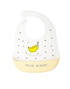 Нагрудник силиконовый на кнопках с карманом Банан цвет белый желтый Mum&baby