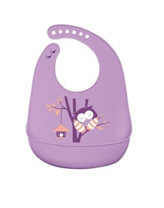 Нагрудник силиконовый с карманом Сова цвет фиолетовый Mum&baby