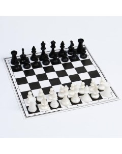 2 в 1 шахматы и шашки фигуры пластик поле картон 30х30 см Sima-land