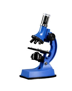 Микроскоп кратность увеличения 600х 300х 100х с подсветкой 2АА синий 454011 Nobrand