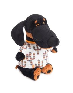 Мягкая игрушка Собака Ваксон в футболке в кактусы 29 см Budi basa
