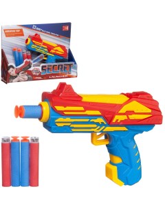 Бластер игрушечный Junfa космический с 4 мя мягкими пулями желто красно голубой Junfa toys