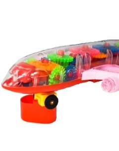 Прозрачный самолет детская игрушка с шестерёнками со световыми и звуковыми эффектами Urm