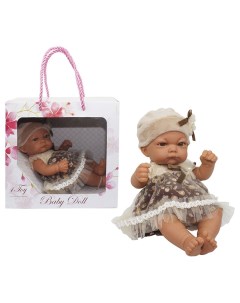 Пупс в нарядном бежевом платьице и шапочке Baby Doll 25 см арт Т15459 Т15459 1toy
