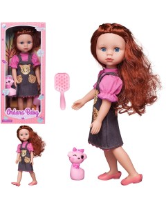 Кукла Junfa Ardana Baby шатенка с розовой кошкой 37 5 см Junfa toys