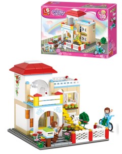 Конструктор Sluban Розовая мечта Загородный дом с участком 380 деталей Junfa toys