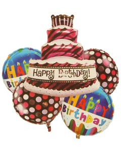 Букет из шаров С днем рождения фольга набор из 5 шт Sima-land