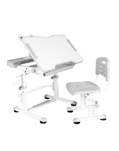 Комплект Litra детская парта стул выдвижной ящик и подставка белый серый Anatomica