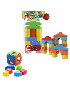 Развивающие игрушки Сортер Кубик логический малый Конструктор КНОПИК 14 дет Биплант