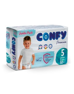 Подгузники детские Premium 11 18 кг размер 5 памперсы JUMBO 50 шт Confy