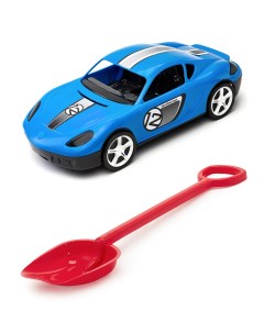 Песочный набор Детский автомобиль Молния синийЛопатка 50 см красный Karolina toys