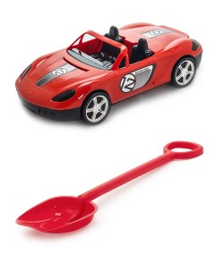 Песочный набор Детский автомобиль Кабриолет красныйЛопатка 50 см красный Karolina toys