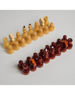 Фигуры шахматные обиходные дерево h 3 5 6 7 см d 2 2 2 5 см Nobrand