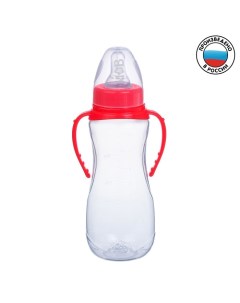 Бутылочка для кормления детская приталенная с ручками 250 мл от 0 мес цвет красный Mum&baby