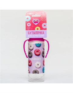 Бутылочка для кормления Пончики 250 мл цилиндр с ручками Mum&baby