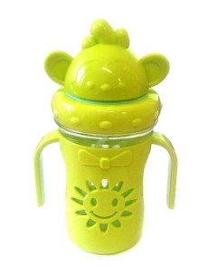 Детская бутылочка поильник с трубочкой Markethot Солнышко зеленая 300 мл Nobrand