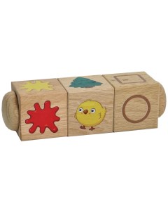 Развивающая игрушка Кубики деревянные на оси Учим цвета и формы 3 шт Десятое королевство