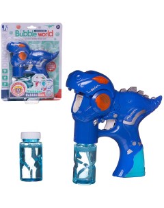 Мыльные пузыри Junfa Пистолет Динозавр синий с 2 банками мыльного раствора на батарейках Junfa toys