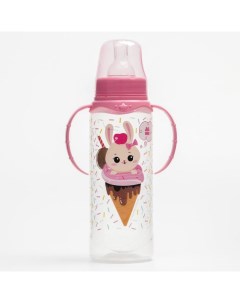 Бутылочка для кормления Зайка пончик 250мл цилиндр с ручками Mum&baby