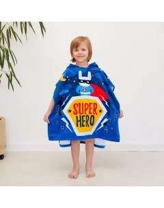 Полотенце пончо детское махровое Super Hero 60 120см 100 хлопок 300гр м2 Крошка я