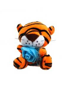 Мягкая игрушка Тигрёнок с цветком 8 см на подвесе цвета МИКС Nobrand