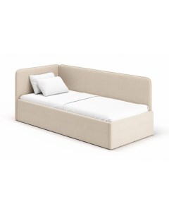 Кровать диван Leonardo 180 80 бежевый с большой боковиной и матрасом Эко Romack