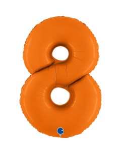 Шар фольгированный 40 цифра 8 оранжевый сатин Grabo