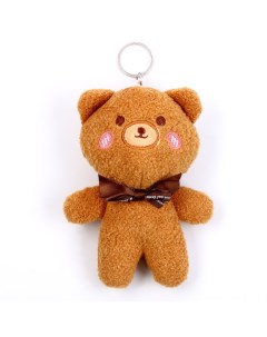 Мягкая игрушка Медведь с бантиком на брелоке размер 14 см цвет коричневый Nobrand