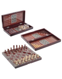 Игра настольная 3 в 1 Шахматы шашки нарды 40x20x6 см 758913 Ремекоклаб