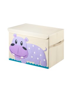 Тканевый ящик для игрушек с крышкой Складной контейнер для хранения бегемот Kids zone