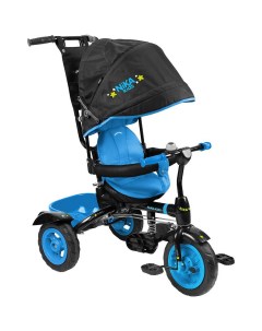 Велосипед детский трехколесный багажник черный с голубым ВДН4 3 Nika