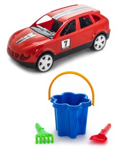 Песочный набор Детский автомобиль Кроссовер красныйНабор Цветок 3 элемента Karolina toys