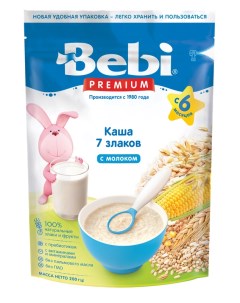Каша Premium молочная 7 злаков с 6 месяцев zip пакет 200 г Bebi