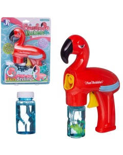 Мыльные пузыри Junfa Пистолет Фламинго красный с 2 банками мыльного раствора Junfa toys