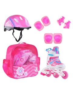 Раздвижные роликовые коньки FLORET Wh Pink Bl шлем защита сумка XS 27 30 Alpha caprice